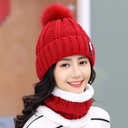 Winter knitted wool cap pullover scarf all-match cute two-piece set with velvet padded cold-proof warm cycling ear protection