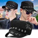 Full Seal Personality Skull Head Rivet Fashion plus size Flat Hat Men's and Women's Street Sun Hat Hip Hop Cap