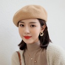 Beret Women's Autumn and Winter Korean Style Japanese Style All-Match Wool Bud Hat Retro British Spring and Autumn Wool Painter Hat