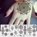Black Tattoo Sticker Retro Hand Pattern Tattoo Sticker Mandala Flower Collarbone Temporary Tattoo Sticker