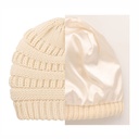 autumn and winter solid color knitted warm ear protection hat satin lining wool cap cap cap manufacturers selling