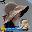 Factory spot bag bow black glue big hat stitching outdoor sunscreen cap face UV protection sun hat