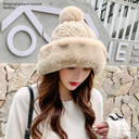 ladies fur ball plus velvet warm cap outdoor autumn and winter cold-proof fashion cute wool hat