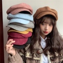 Octagonal Hat Women's Winter Korean Style Japanese Artistic Painter Hat Monochrome Suede Cyber Celebrant Warm Duck Tongue Hat