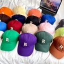 Solid Color Hat Women's R Letter Embroidered Soft Top Baseball Cap Unisex Korean Style Simple All-match Cap