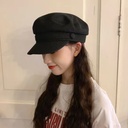 Summer Thin Breathable Anti-ultraviolet Flat Top Women's Sun Hat ins British Retro Korean Style Foreign Style Sunscreen Hat